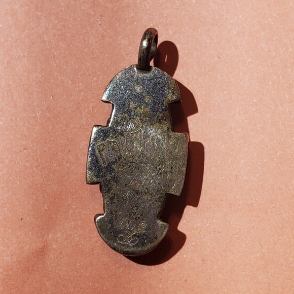 Vintage 925 Native American sterling silver signed abalone pendant - Picture 4 of 5